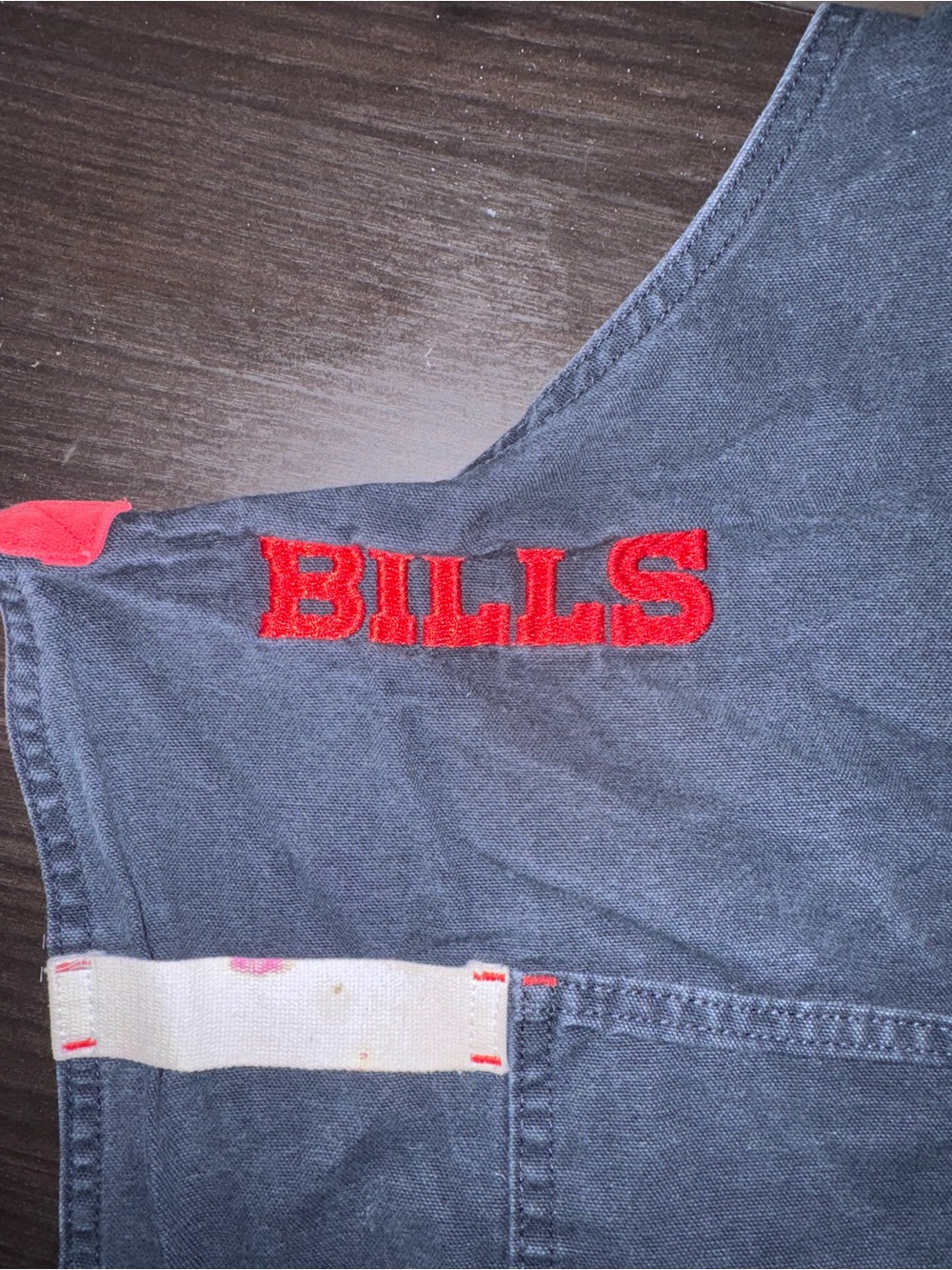 BILLS Embroidered  blackwith Red Accent apron